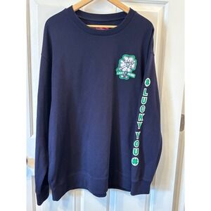 Lucky Brand Mens Navy Blue Lucky You Clover Graphic Crewneck Sweatshirt ~ SZ XXL